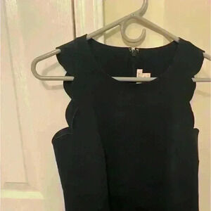 J. Crew Navy scalloped A Line dress